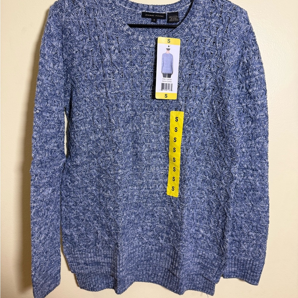 JEANNE PIERRE Blue Crewneck Sweater Soft Knit